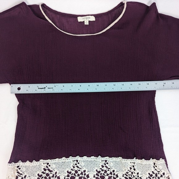 Umgee USA Womens Medium Burgundy Wine Cream Ivory Lace Romantic Boho Tunic Top - Picture 8 of 16